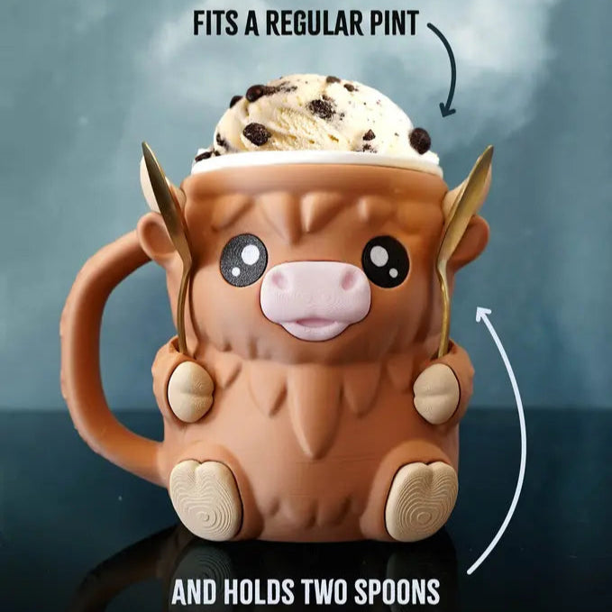 Highland Cow Ice Cream Pint Holder