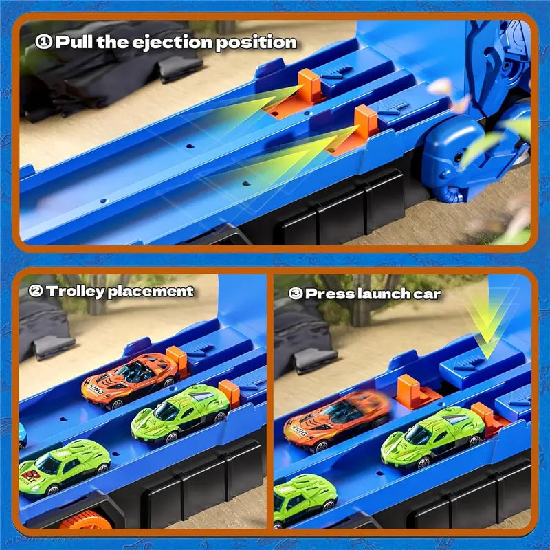 Dinosaur Truck Toy + 12 Racecars