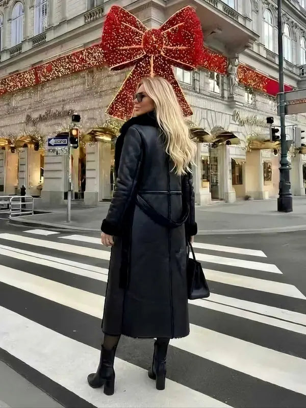 High Street Faux Fur Leather Coat