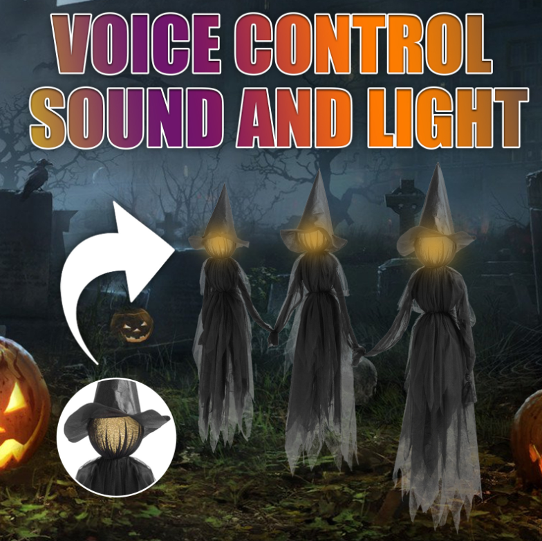 3 Light Up Witch Statues