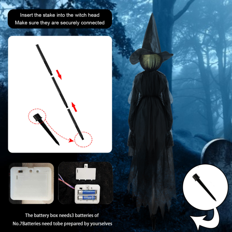 3 Light Up Witch Statues