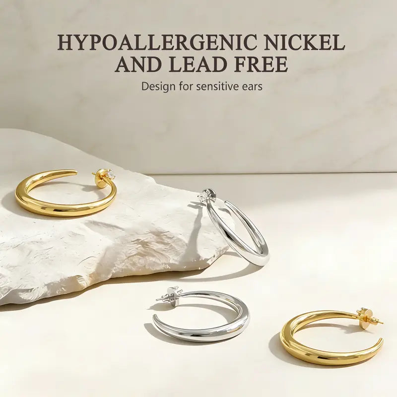 Crystal Stud Hoop Earrings