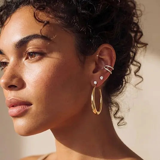 Crystal Stud Hoop Earrings