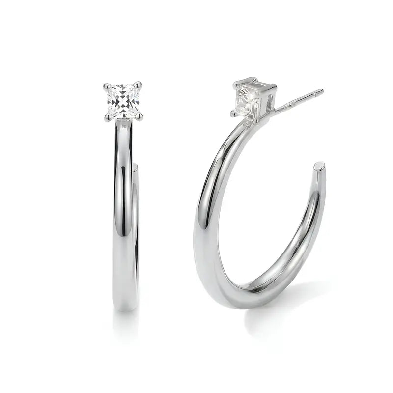 Crystal Stud Hoop Earrings