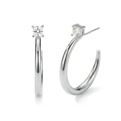 Crystal Stud Hoop Earrings