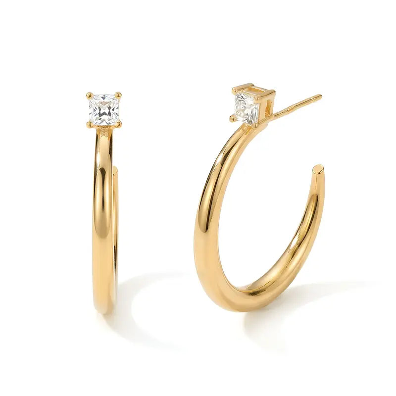 Crystal Stud Hoop Earrings