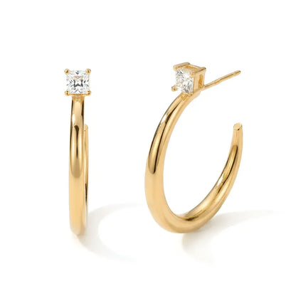 Crystal Stud Hoop Earrings