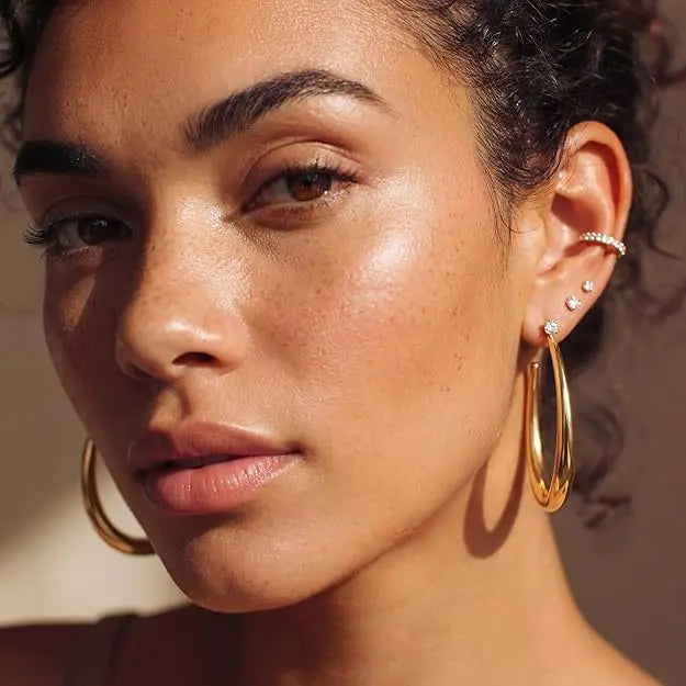 Crystal Stud Hoop Earrings
