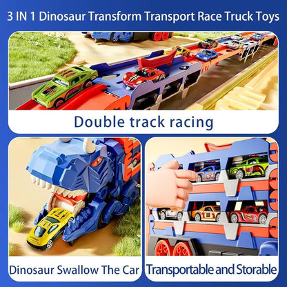 Dinosaur Truck Toy + 12 Racecars