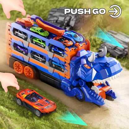Dinosaur Truck Toy + 12 Racecars