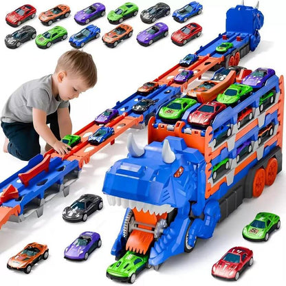 Dinosaur Truck Toy + 12 Racecars
