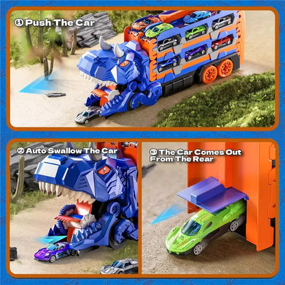 Dinosaur Truck Toy + 12 Racecars