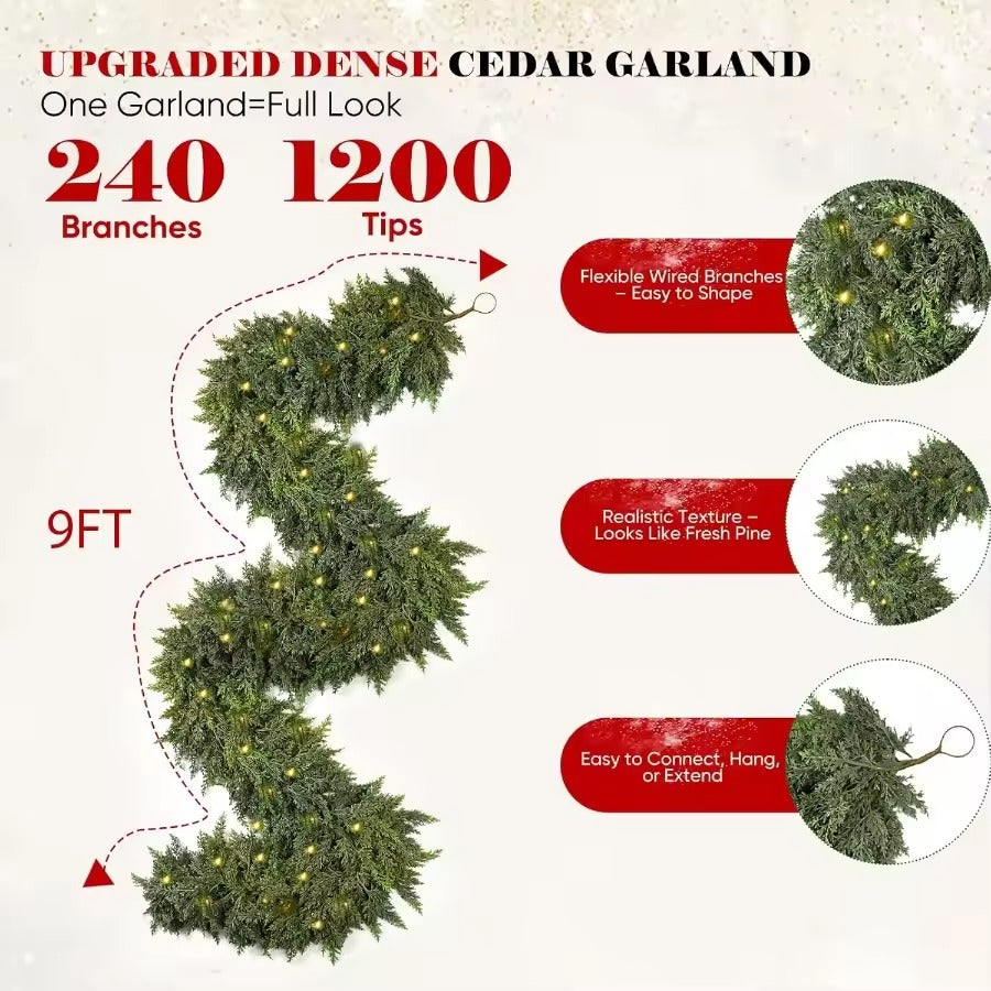 Pre-lit Christmas Cedar Garland