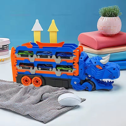Dinosaur Truck Toy + 12 Racecars
