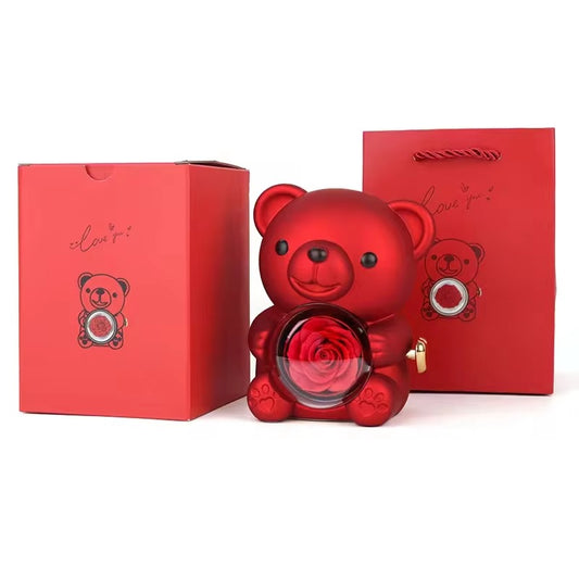 Rose Teddy Bear with Necklace